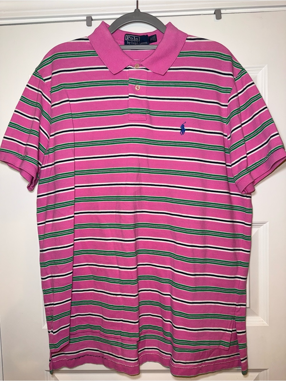 Polo by Ralph Lauren Men’s XL Custom Fit Pink Striped Cotton Polo Shirt